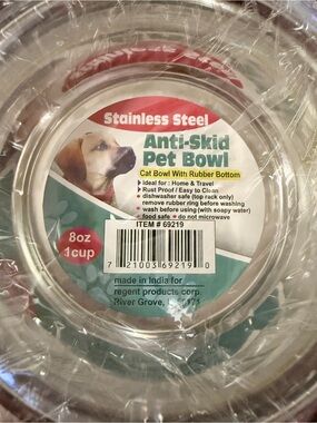 Regent Products Stainless Steel Anti-Skid Pet Bowl 1 Cup Capacity